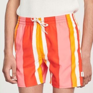 Sandro Paris Swim Shorts Trunks Lightweight Drawstring XS NWT Red/Orange/ Pink